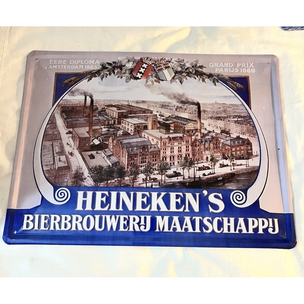 HEINEKEN Beer Tin Sign Vintage Brewery Bierbrouwerij Maatschappij 18x12 Metal